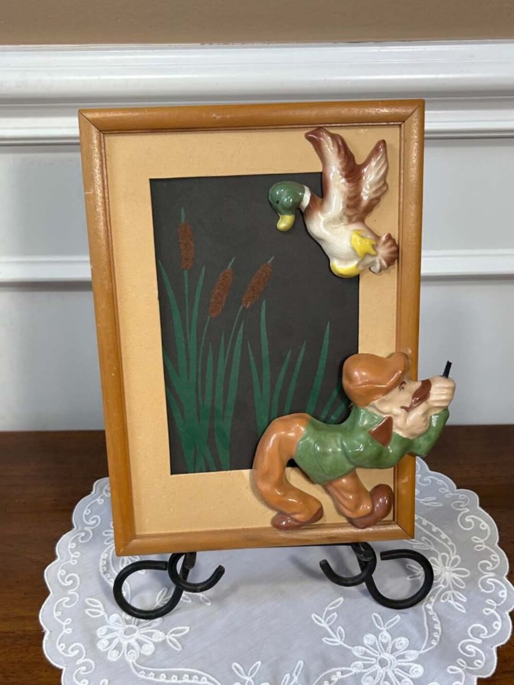 Vintage Artcraft Novelty Co 3D Duck Hunter Wall Plaque Frame